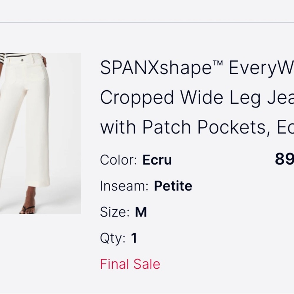 SPANX Ecru Cropped Wide Leg Jeans